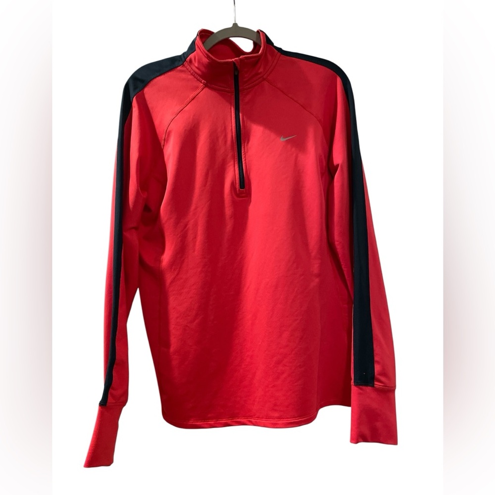 Nike Running Dri-Fit Men’s 1/4 Zip Up Pullover Size XL Red and Navy Long Sleeve